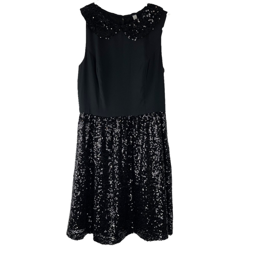 Sparkly Sequin Peter Pan Collar Little Black Cocktail Dress Size XXS